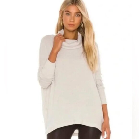 NWT Free People Juicy Long-Sleeve Tunic Top Stone Cold Large - Picture 1 of 9